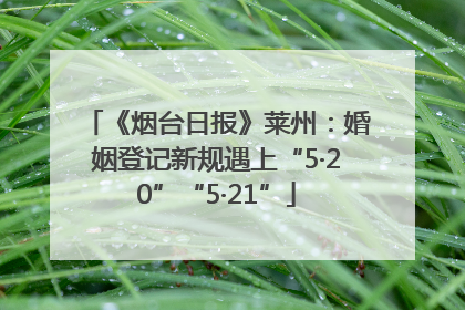 《烟台日报》莱州：婚姻登记新规遇上“5·20”“5·21”