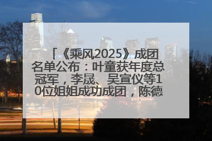《乘风2025》成团名单公布：叶童获年度总冠军，李晟、吴宣仪等10位姐姐成功成团，陈德容获年度高光人物
