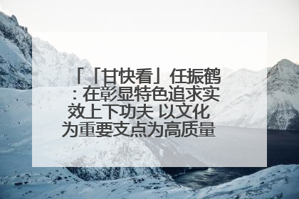 「甘快看」任振鹤：在彰显特色追求实效上下功夫 以文化为重要支点为高质量发展增添动能