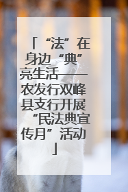 “法”在身边“典”亮生活——农发行双峰县支行开展“民法典宣传月”活动