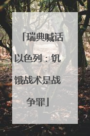 瑞典喊话以色列：饥饿战术是战争罪