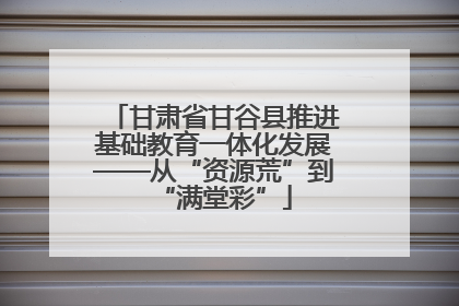 甘肃省甘谷县推进基础教育一体化发展——从“资源荒”到“满堂彩”