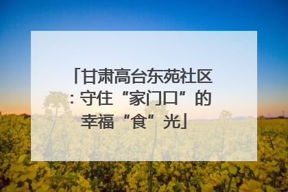甘肃高台东苑社区：守住“家门口”的幸福“食”光