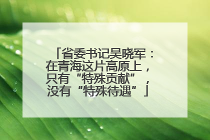 省委书记吴晓军：在青海这片高原上，只有“特殊贡献”，没有“特殊待遇”