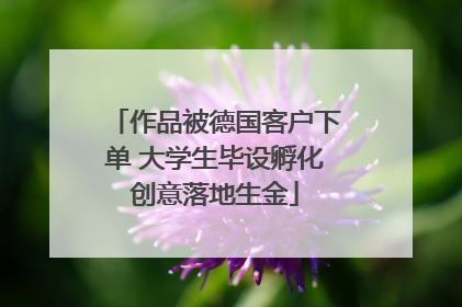 作品被德国客户下单 大学生毕设孵化创意落地生金