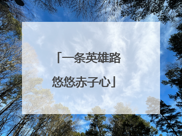 一条英雄路 悠悠赤子心