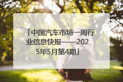 中国汽车市场一周行业信息快报——2025年5月第4期