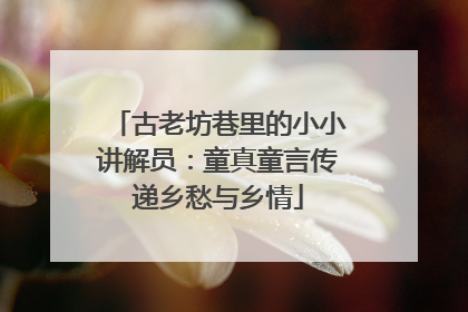 古老坊巷里的小小讲解员：童真童言传递乡愁与乡情