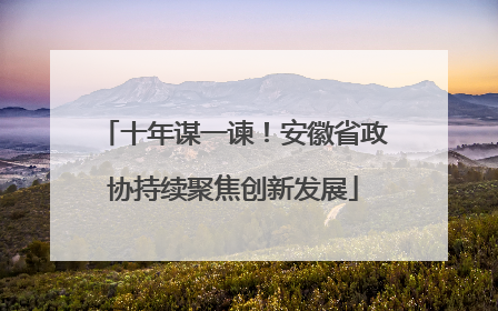 十年谋一谏！安徽省政协持续聚焦创新发展