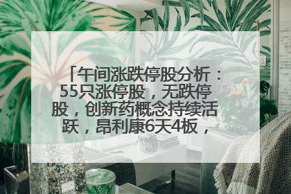 午间涨跌停股分析：55只涨停股，无跌停股，创新药概念持续活跃，昂利康6天4板，众生药业2连板