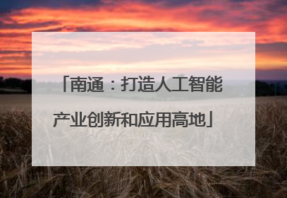 南通：打造人工智能产业创新和应用高地