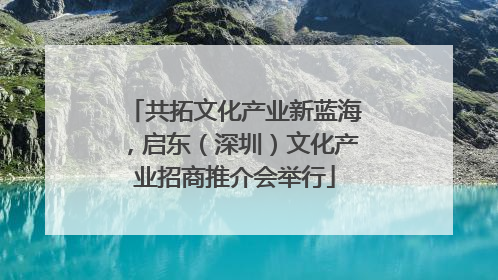 共拓文化产业新蓝海，启东（深圳）文化产业招商推介会举行