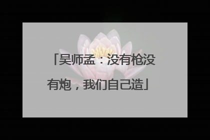 吴师孟：没有枪没有炮，我们自己造