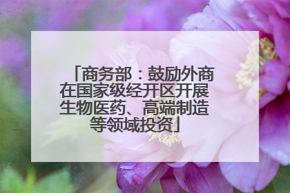 商务部：鼓励外商在国家级经开区开展生物医药、高端制造等领域投资