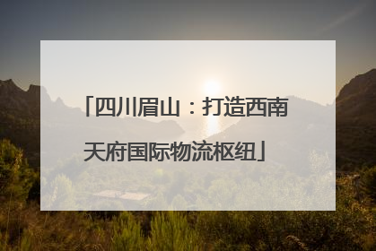 四川眉山：打造西南天府国际物流枢纽