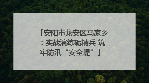 安阳市龙安区马家乡：实战演练砺精兵 筑牢防汛“安全堤”