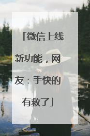 微信上线新功能，网友：手快的有救了