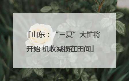 山东：“三夏”大忙将开始 机收减损在田间