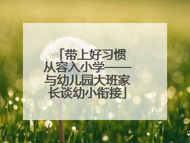 带上好习惯 从容入小学——与幼儿园大班家长谈幼小衔接