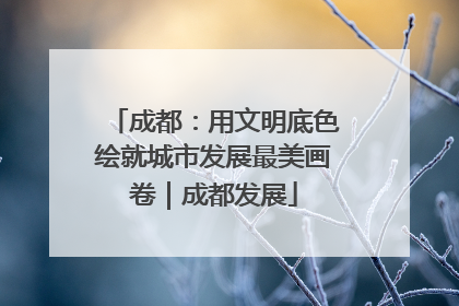 成都：用文明底色绘就城市发展最美画卷｜成都发展