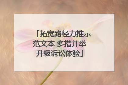 拓宽路径力推示范文本 多措并举升级诉讼体验