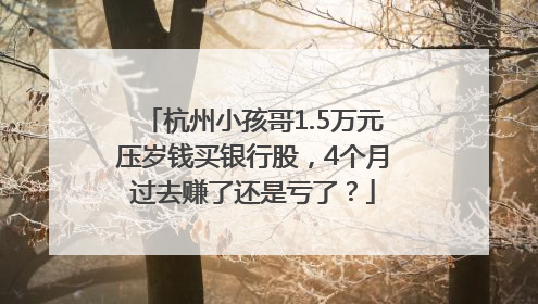 杭州小孩哥1.5万元压岁钱买银行股，4个月过去赚了还是亏了？