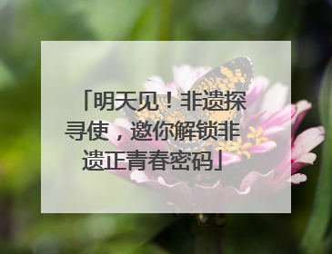 明天见！非遗探寻使，邀你解锁非遗正青春密码