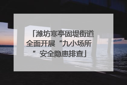 潍坊寒亭固堤街道全面开展“九小场所”安全隐患排查