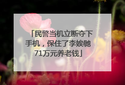民警当机立断夺下手机，保住了李娭毑71万元养老钱