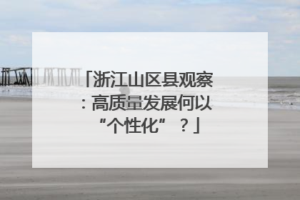 浙江山区县观察：高质量发展何以“个性化”？