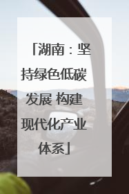 湖南：坚持绿色低碳发展 构建现代化产业体系