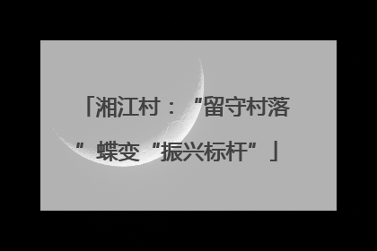 湘江村：“留守村落”蝶变“振兴标杆”