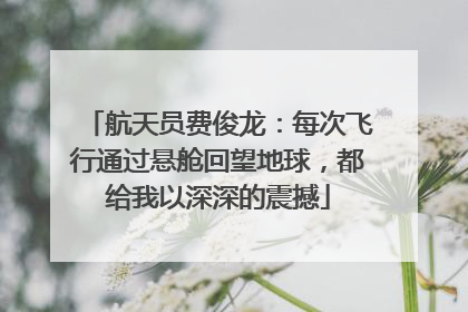 航天员费俊龙：每次飞行通过悬舱回望地球，都给我以深深的震撼