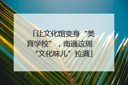 让文化馆变身“美育学校”，南通这周“文化味儿”拉满