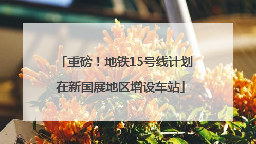 重磅！地铁15号线计划在新国展地区增设车站