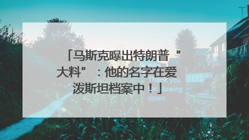 马斯克曝出特朗普“大料”：他的名字在爱泼斯坦档案中！
