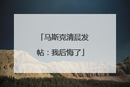 马斯克清晨发帖：我后悔了