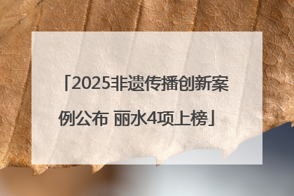 2025非遗传播创新案例公布 丽水4项上榜